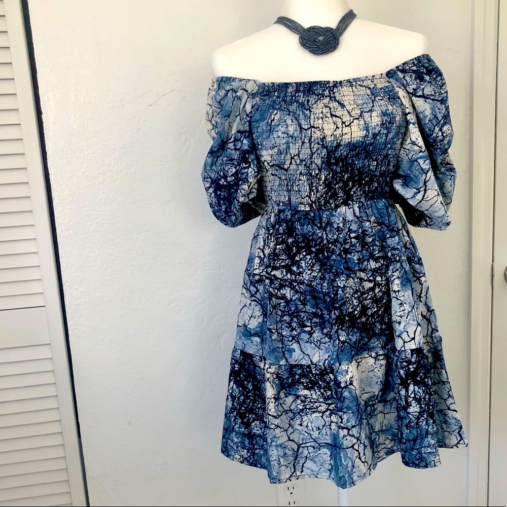 Blue Pop sleeve summer dress